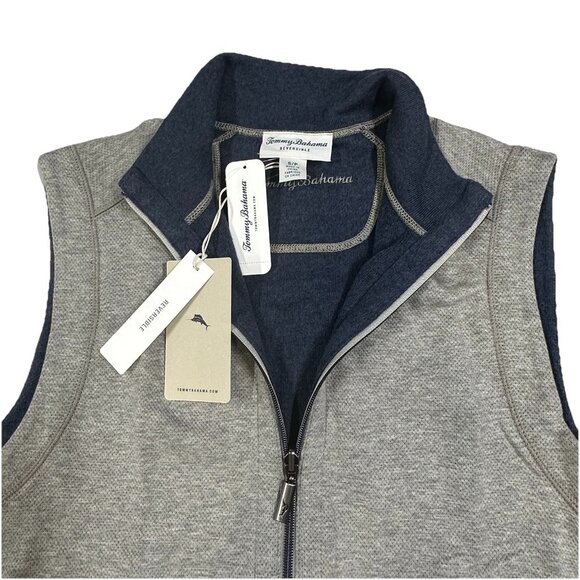 Tommy Bahama Men’s Small Reversible Vest Flipshore Full Zip Blue Gray Rockshade - Picture 2 of 10